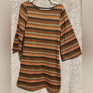 Sharagano size 10 brown Aztec style 3/4 bell sleeve
